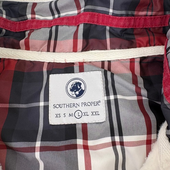 Southern Proper Off White Quarter Zip Pullover Sweatshirt Plaid Lined Size L - Picture 6 of 10